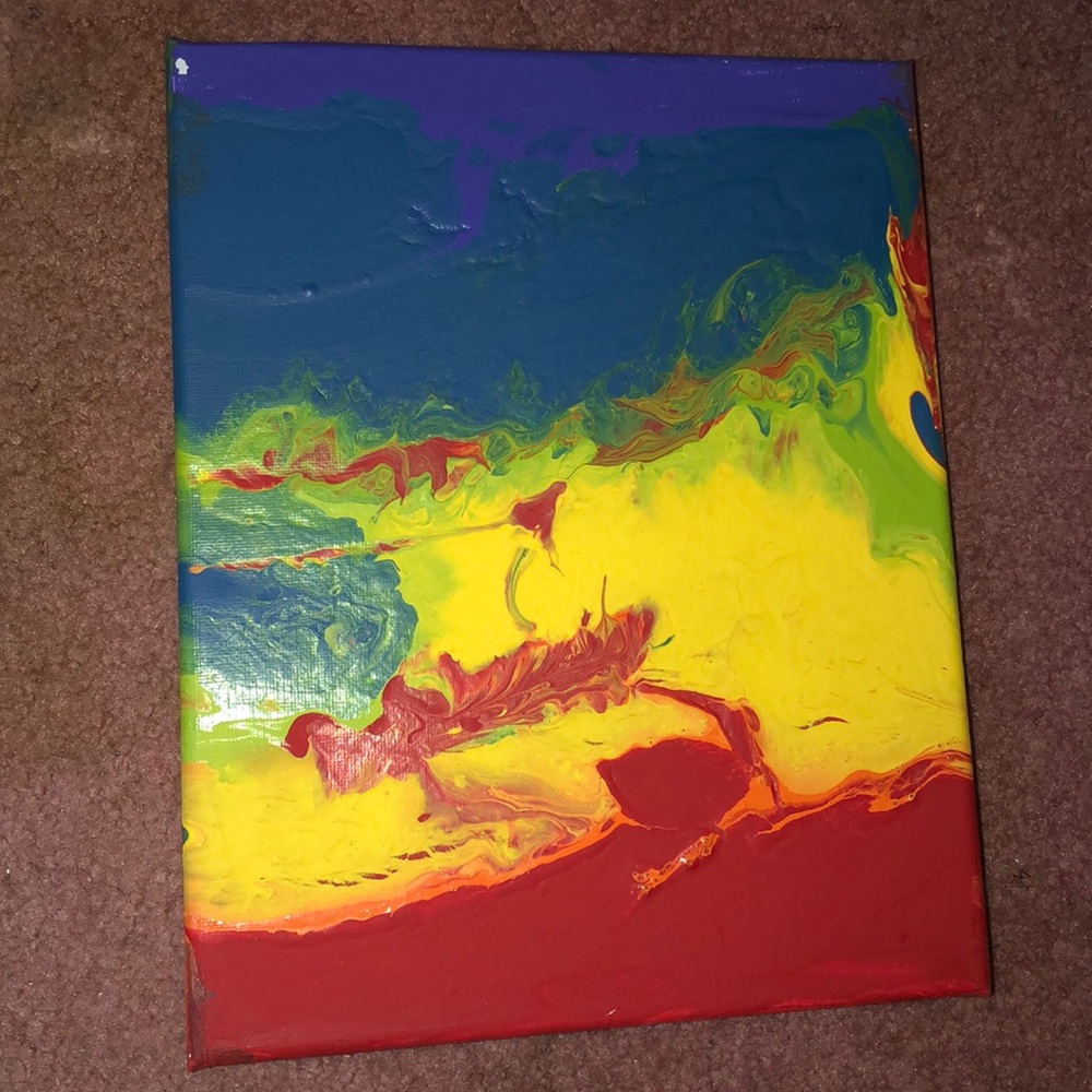 Rainbow acrylic poured painting